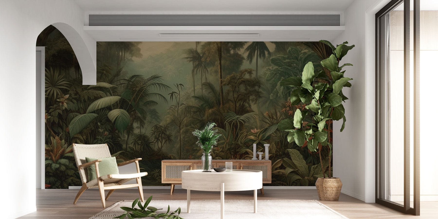 tropical jungle wallpaper mural for hallway decor