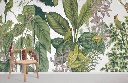 tropical vegetation accompanied with animals Decorative wall murals for the house.