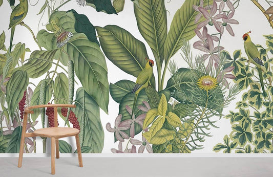 tropical vegetation accompanied with animals Decorative wall murals for the house.