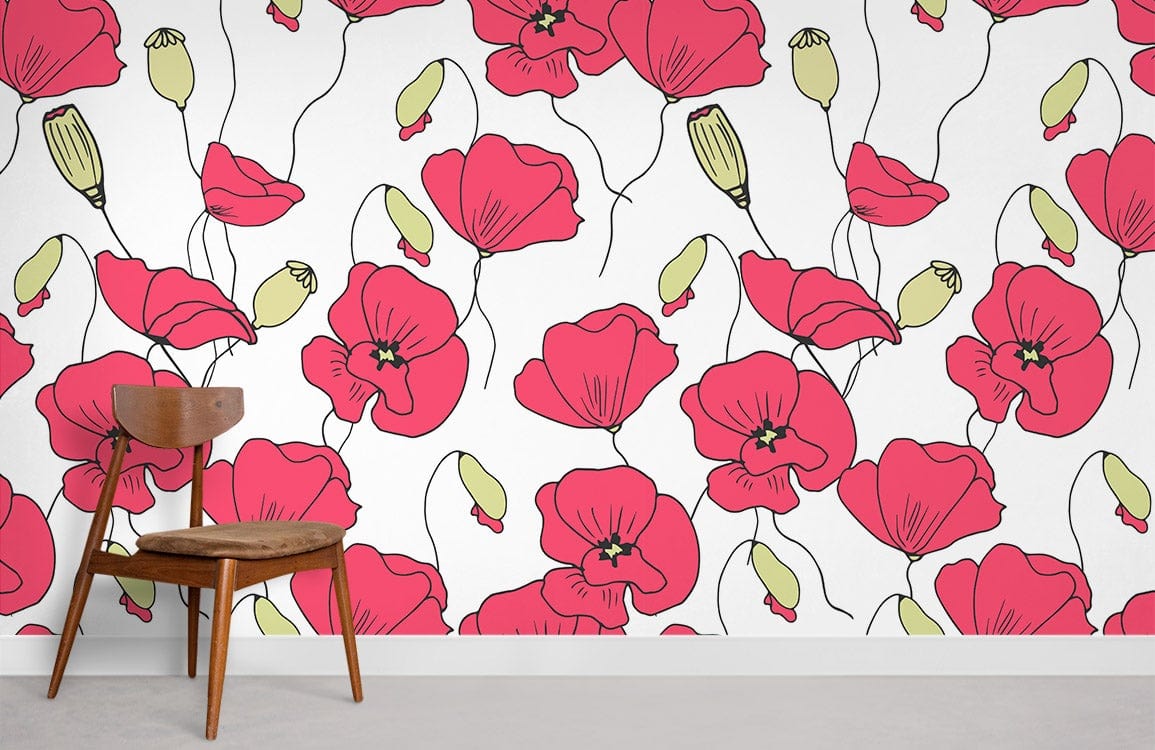 Trumpet Flower Red Wallpaper Room