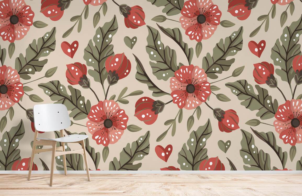 Home decoration wallpaper mural featuring a trumpet flower design.