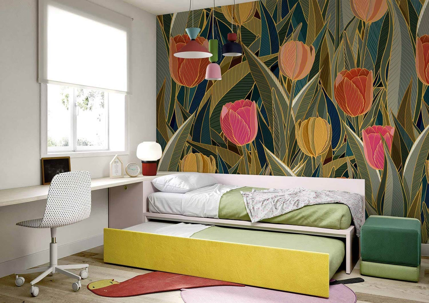 colorful tulips wallpaper murla for bedroom