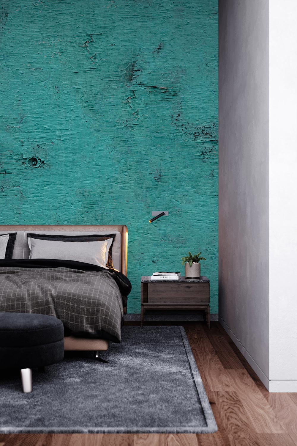 Turquoise Corroded Wallpaper Mural For Bedroom