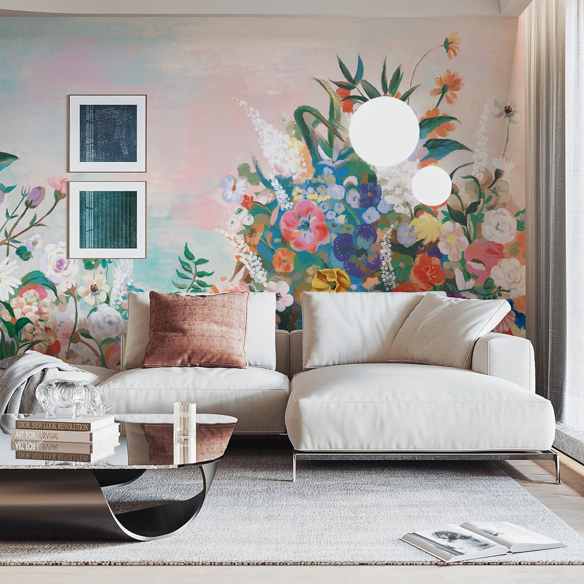 custom flower clusters oil painting wallpaper mural for room decor