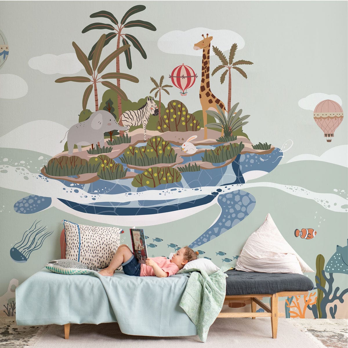 Turtle Island Wallpaper Mural for the Decoration of Children's Bedrooms