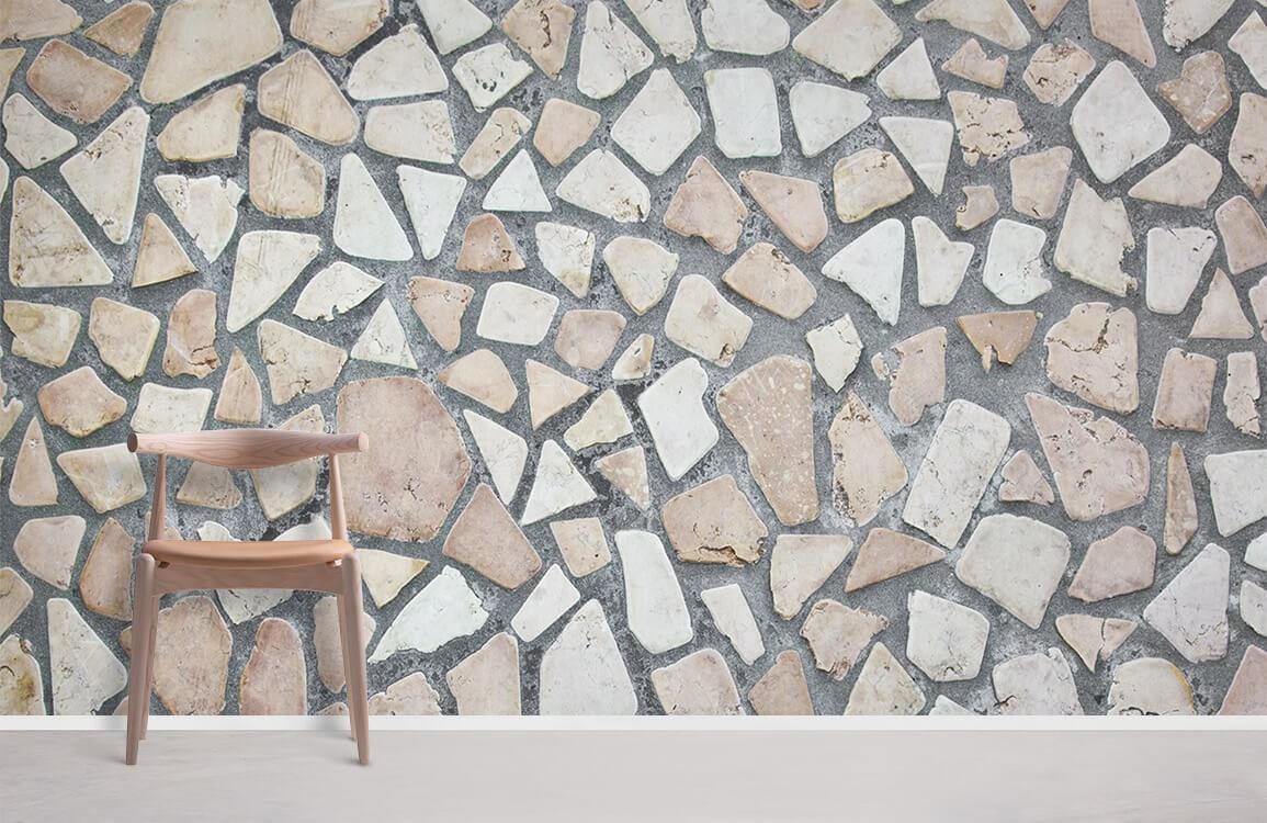 Mural Room Wallpaper Featuring a Twinkle Stone Mixed Brick Design.