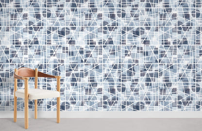 Geometric Blue Mosaic Mural Wallpaper