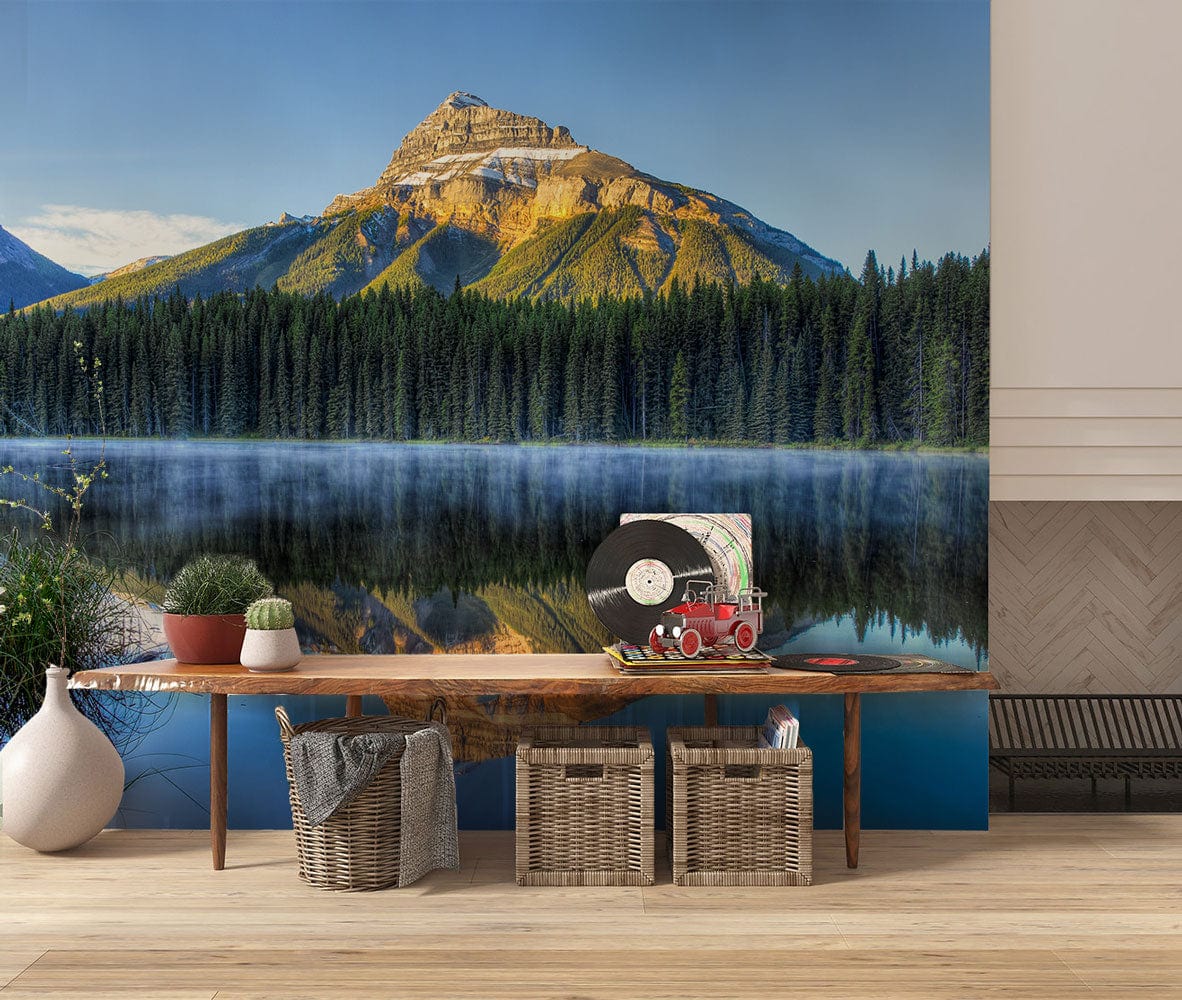 Wallpaper mural with inverted mountainous landscapes, ideal for use as a decoration in the hallway
