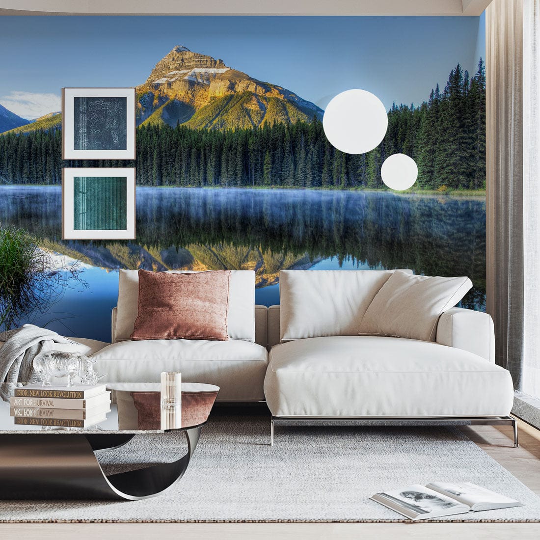 Wallpaper Mural for the Living Room Decor Featuring Inverted Mountain Scenes from Around the World