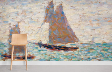 Impressionist Nautical Sailboat Mural Wallpaper