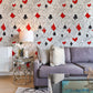 wallpaper with a hilarious poker design and threads for the room