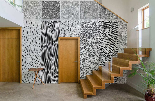 For home design, abstract black lines pattern wallpaper mural