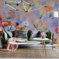 A lovely mural of painted flowers can be used as wallpaper in your home.