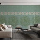 custom grren floral pattern wallpaper mural for living room decor