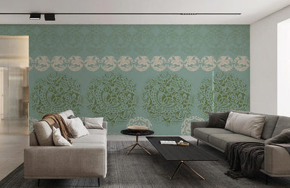 custom grren floral pattern wallpaper mural for living room decor