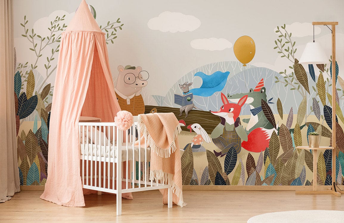 For the purpose of adorning the nursery with an animal mural art wallpaper.