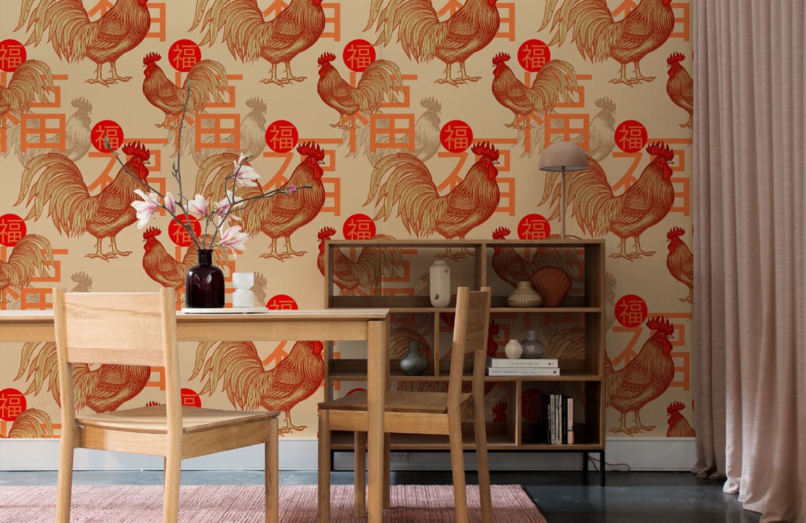 wallpaper depicting the Chinese lucky animal the chicken