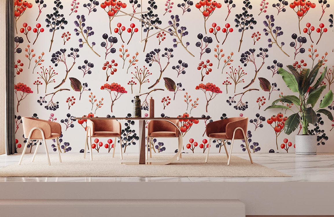 custom berry collection wallpaper mural for dining room decor