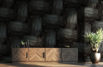 Abstract Black Geometric Textured Mural Wallpaper