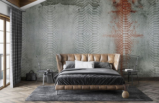 Wallpaper Mural for Interior Design Featuring the Texture of Blotted Python Skin