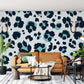 wall murals with a wild blue leopard with a fur feel for home décor