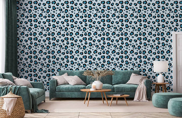 Blaues Leopardenmuster Abstraktes Wandbild