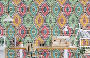 Colorful Bohemian Geometric Mural Wallpaper