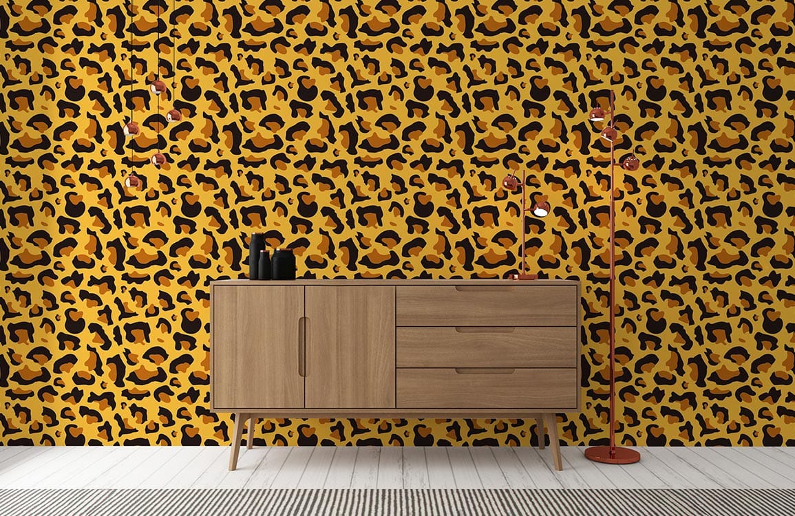 Wall mural with a wild leopard's fur texture, perfect for decorating your area.