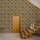 Wallpaper mural in brown hue with floral pattern for living room