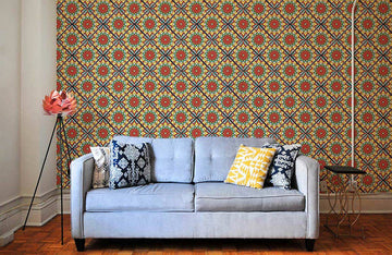 Carta da parati murale geometrica bohemien vintage