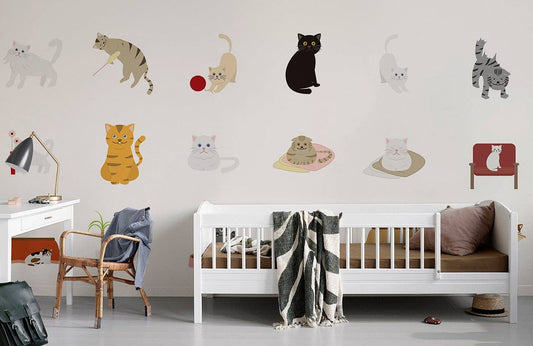 Joy Cats cartoon wallpaper mural for room
