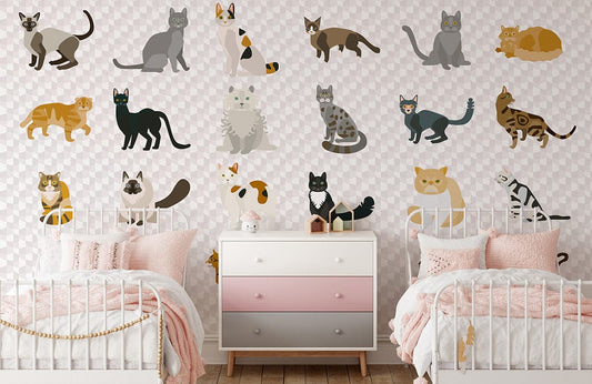 cats look wallpaper mural for bedroom