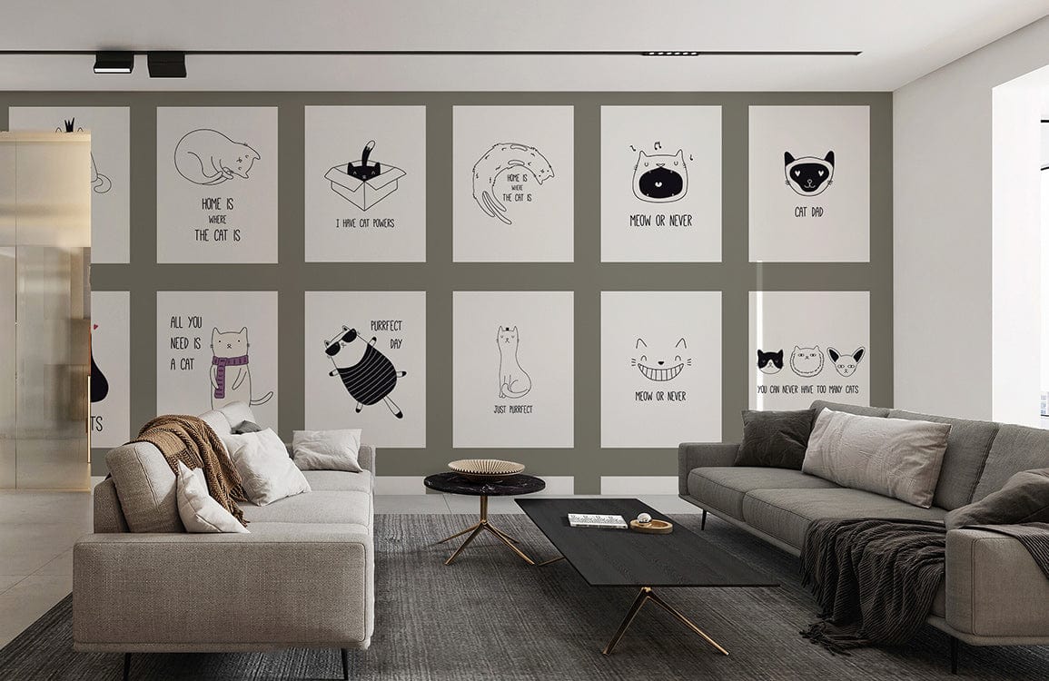 custom Cat Portrait wallpaper mural for living room