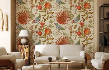 Botanical Bird Chinoiserie Mural Wallpaper