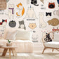 custom multi-color cat pattern wallpaper mural for living room