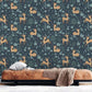 Wallpaper with a jumping deer in the living room