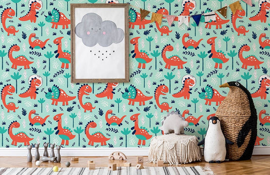 wallpaper in the form of a green dinosaur pattern