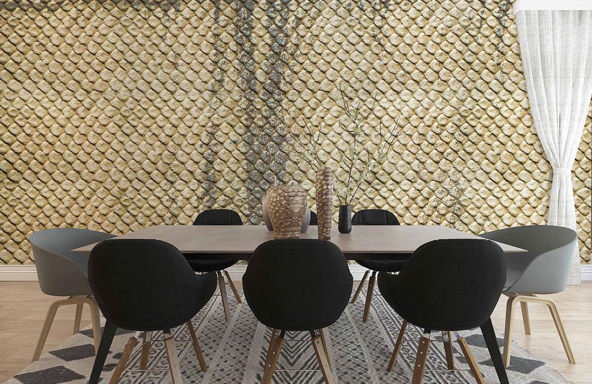 Patterned Mural Wallpaper in the Style of Dried Snakeskin for the Home