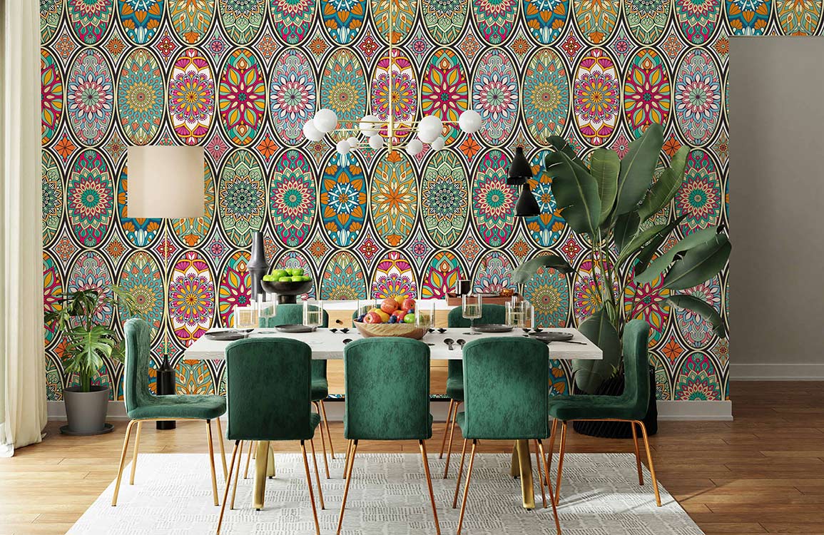 Colorful Elliptical pattern wallpaper mural for room