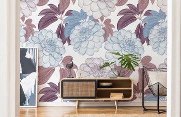 Blue Floral Botanical Vintage Wall Mural