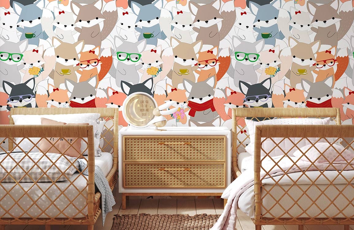 beautiful fox wallpaper mural created for child's room