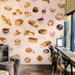 custom breads pattern wallpaper mural for restaurant decor