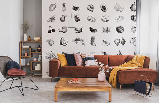unique fruits pattern wallpaper mural for living room