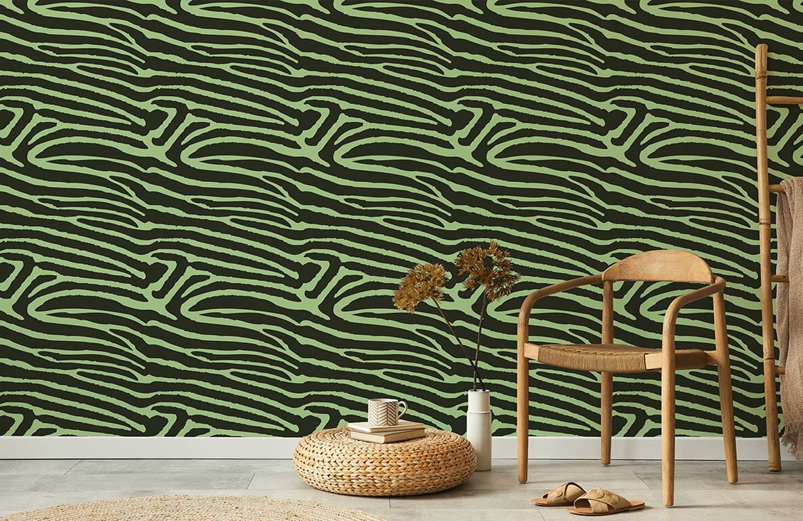 Green fur art deco wallpaper mrual for use in the decorating of homes and hallways