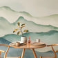 Decorations for the dining room in green watercolour mountains