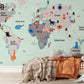 wallpaper with a gray and white animal design on a globe map