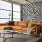 Decoration for the Living Room Utilizing a Tiger Fur Wallpaper Mural in Grey