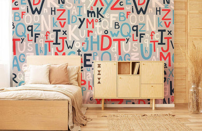 Colorful Alphabet Modern Kids Mural Wallpaper in bedroom
