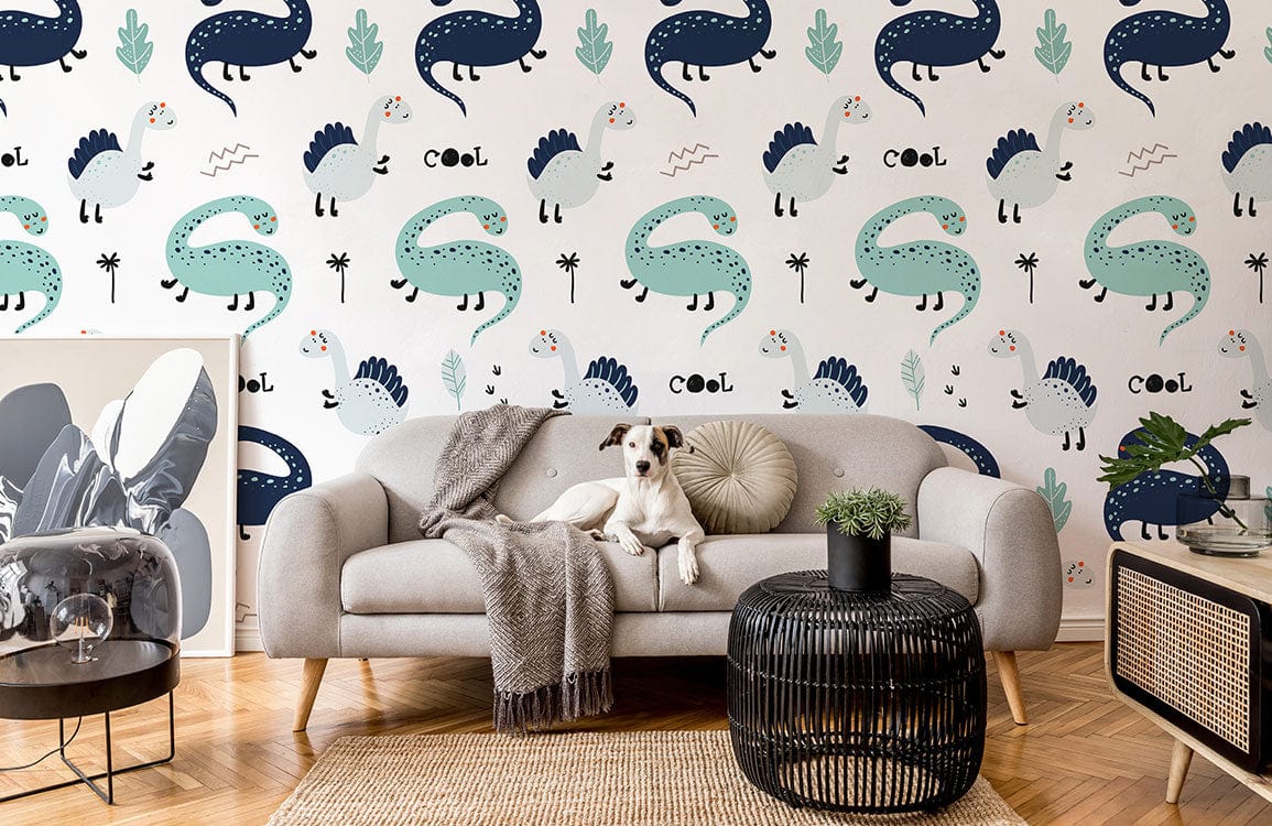 charming dinosaur wallpaper murals for a child's bedroom