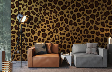 Carta da parati murale leopardata marrone di lusso